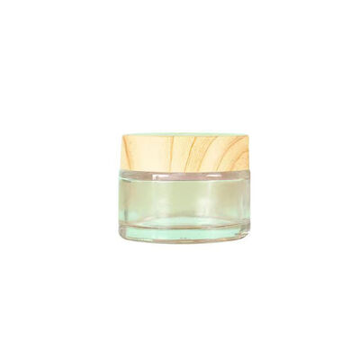 5 g 10 g 15 g 30 g 50 g Frascos de crema de vidrio esmerilado vacíos Cosméticos recargables Contenedores de almacenamiento de viaje de madera natural a prueba de fugas para crema de ojos Mascarilla facial Cuidado de la piel