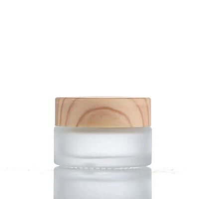 5 g 10 g 15 g 30 g 50 g Frascos de crema de vidrio esmerilado vacíos Cosméticos recargables Contenedores de almacenamiento de viaje de madera natural a prueba de fugas para crema de ojos Mascarilla facial Cuidado de la piel