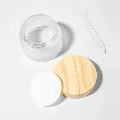5 g 10 g 15 g 30 g 50 g Frascos de crema de vidrio esmerilado vacíos Cosméticos recargables Contenedores de almacenamiento de viaje de madera natural a prueba de fugas para crema de ojos Mascarilla facial Cuidado de la piel
