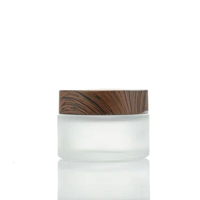 5g 10g 15g 30g 50g Frascos de vidrio congelado vacíos de crema cosmética de madera natural Contenedores para crema de ojos máscara facial