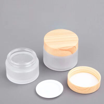 5g 10g 15g 30g 50g Frascos de vidrio congelado vacíos de crema cosmética de madera natural Contenedores para crema de ojos máscara facial