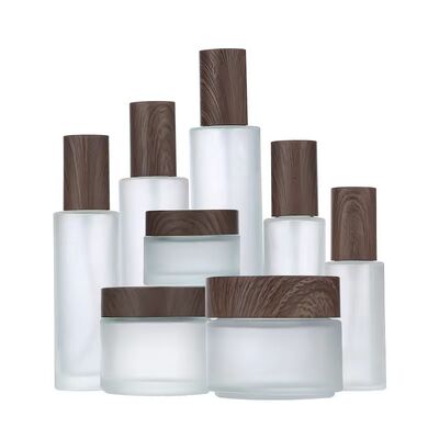 5g 10g 15g 30g 50g Frascos de vidrio congelado vacíos de crema cosmética de madera natural Contenedores para crema de ojos máscara facial
