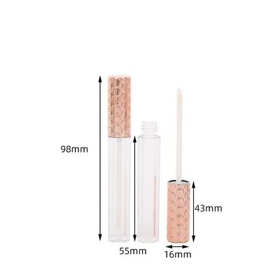 Tubo de brillo de labios de plástico de 4.5 ml al por mayor con tapa dorada y cepillo blanco para envase cosmético vacío